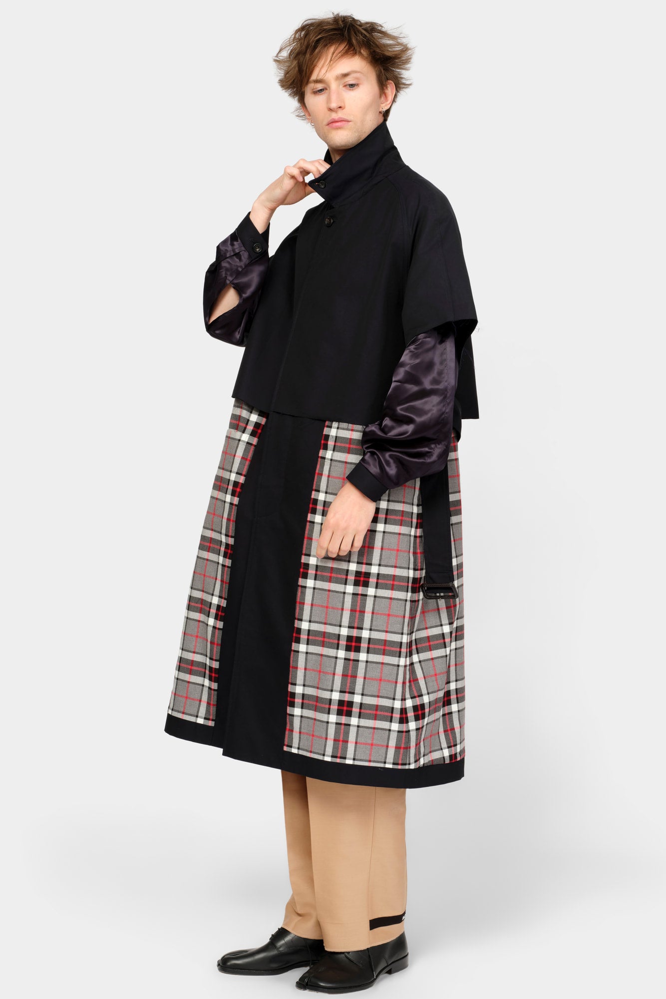 CUT-OFF TRENCH COAT in blue cotton