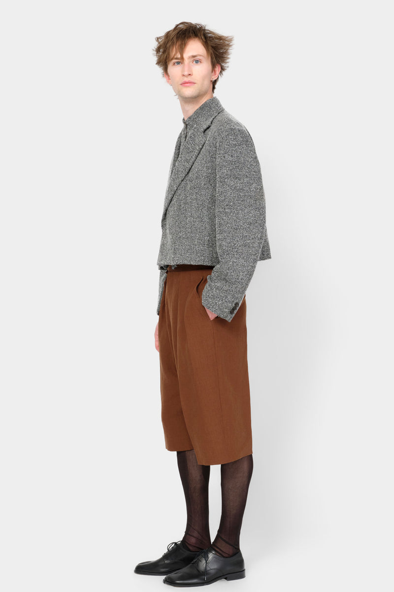 CUT-OFF OVERCOAT in herringbone wool