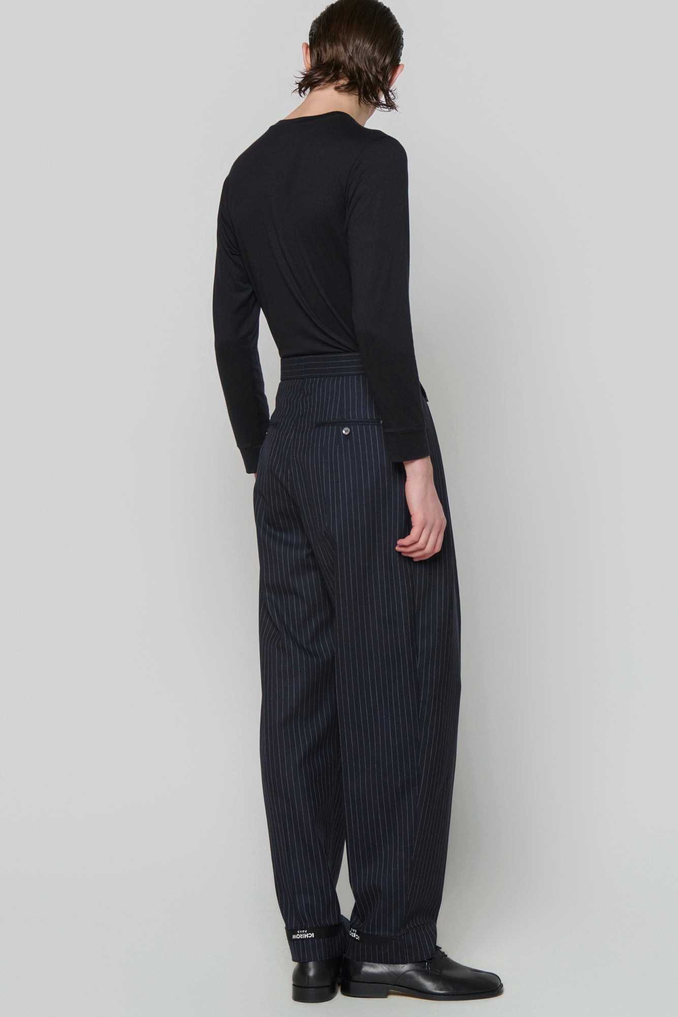 TAILORED TROUSERS in blue pinstripe worsted
