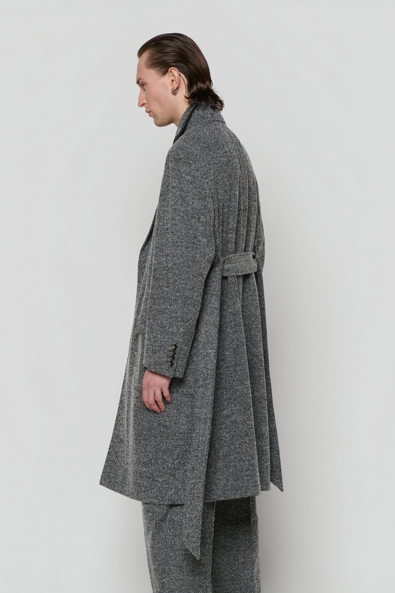 SINGLE-BREASTED OVERCOAT in herringbone