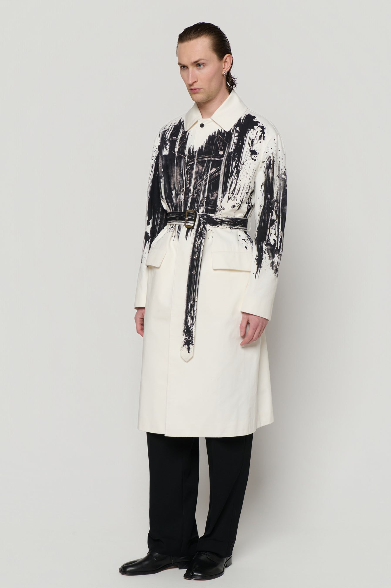 CAR COAT in biker jacket print
