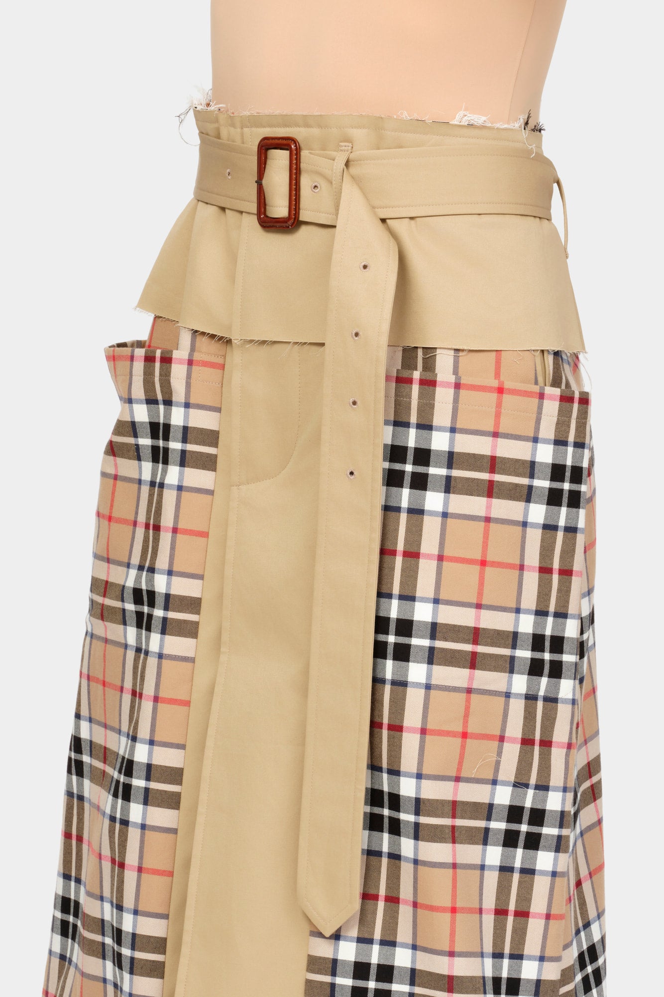CUT-OFF TRENCH-COAT CULOTTE in beige cotton