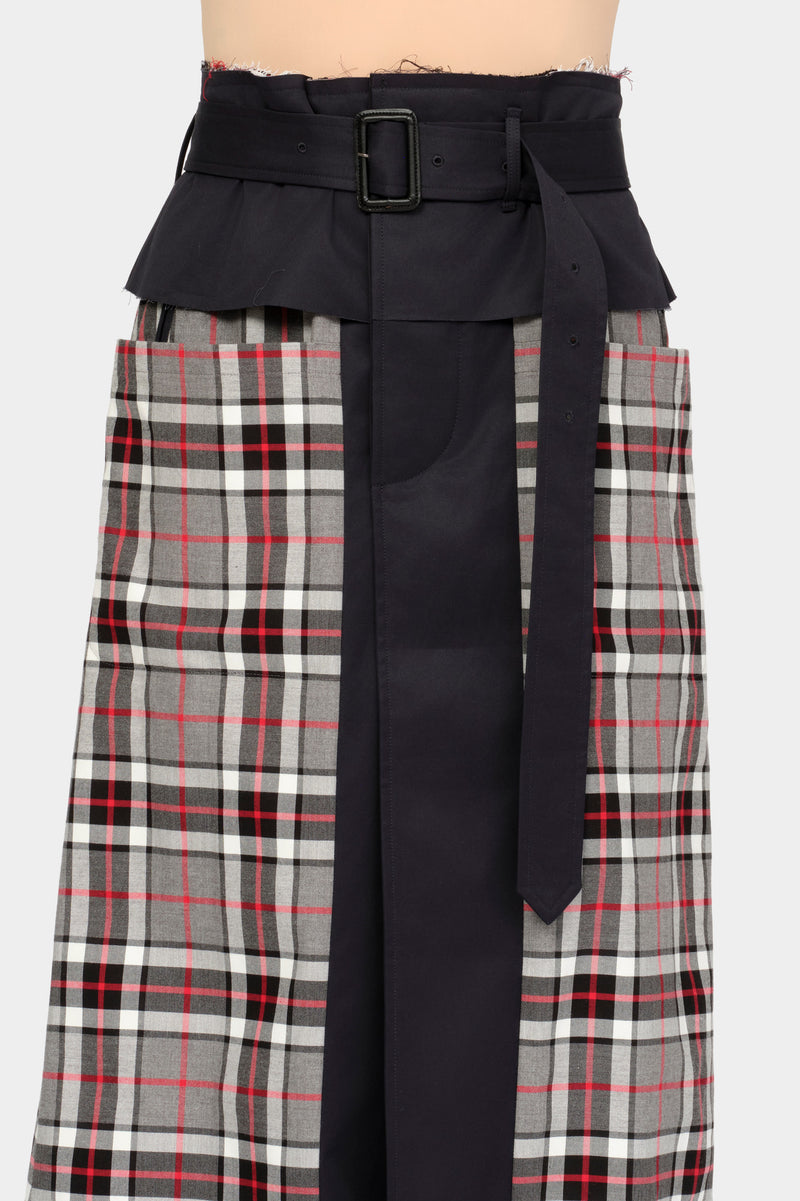 CUT-OFF TRENCH-COAT CULOTTE in blue cotton