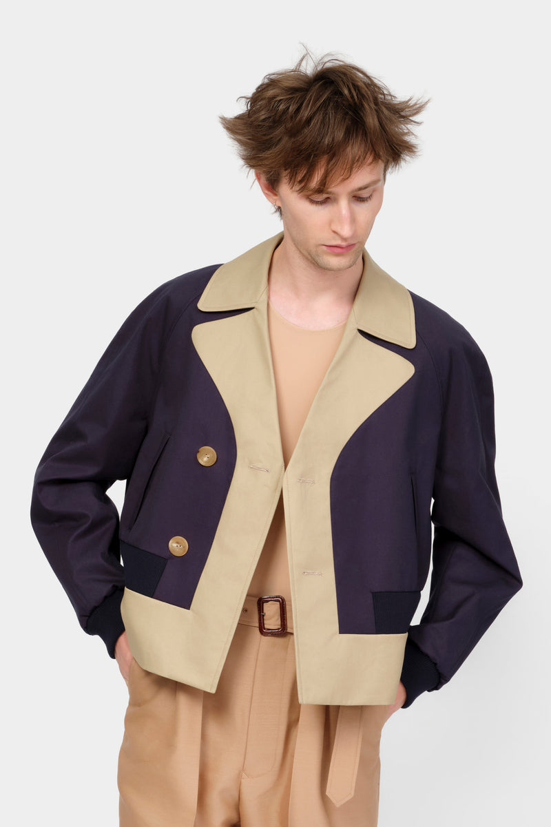 CABAN in beige / blue cotton