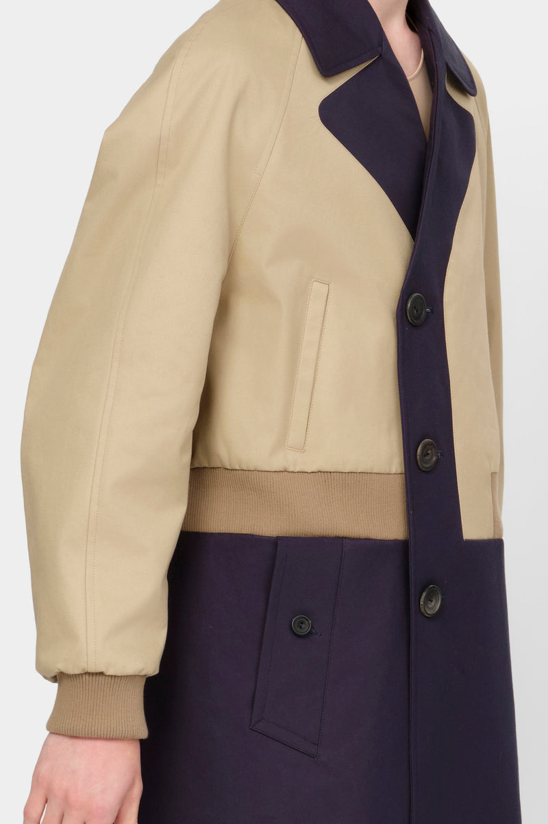 TRENCH COAT in blue / beige cotton