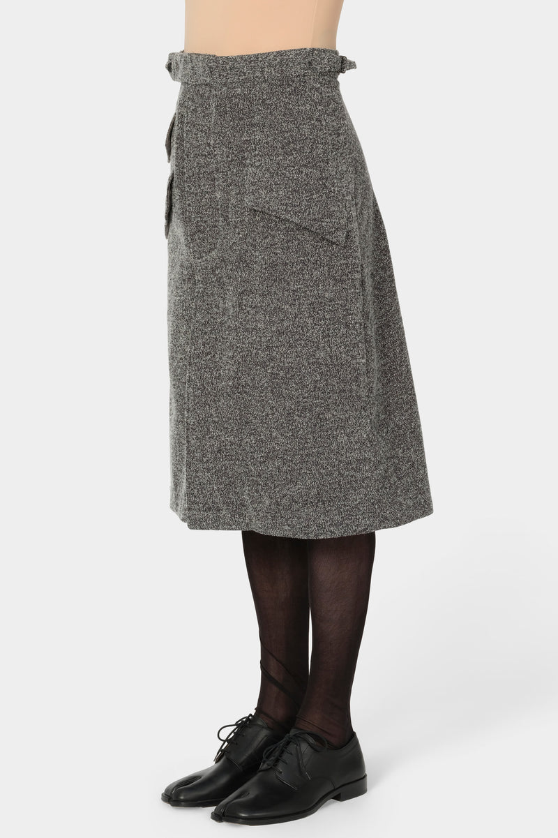 CUT-OFF OVERCOAT CULOTTE in herringbone wool
