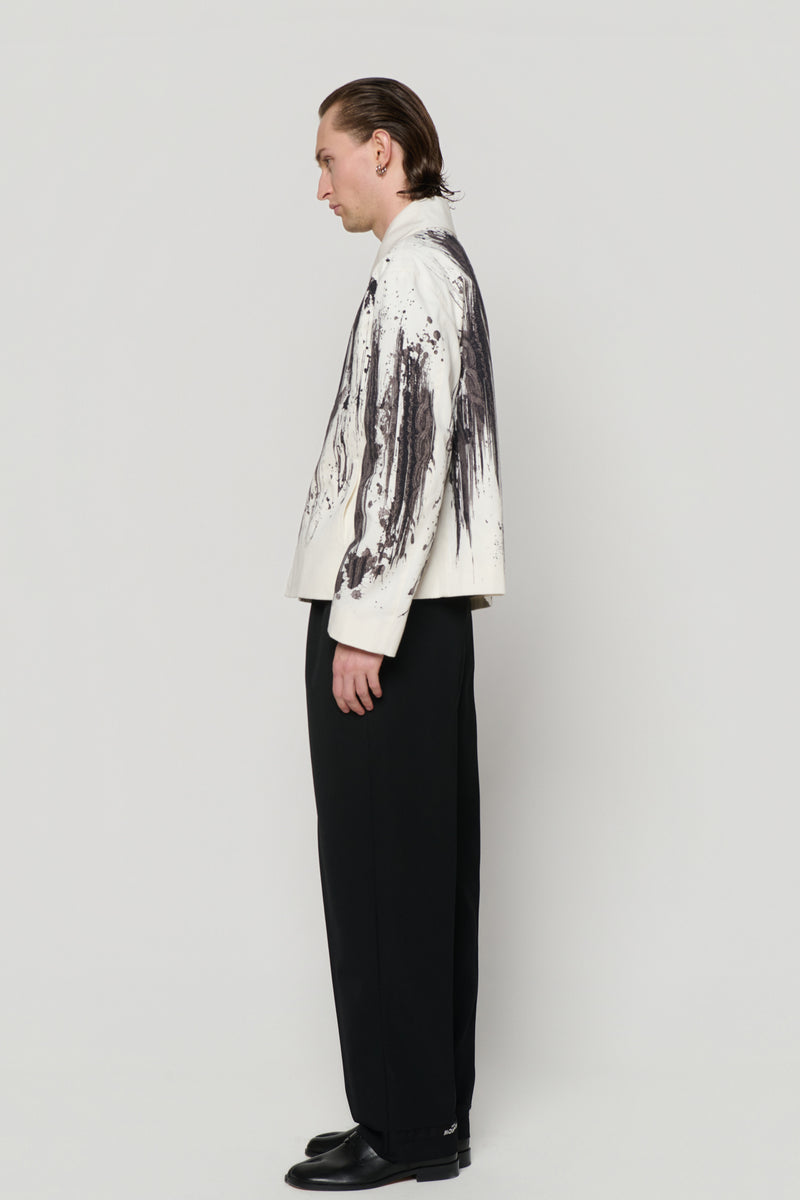 BLOUSON in cable knit print
