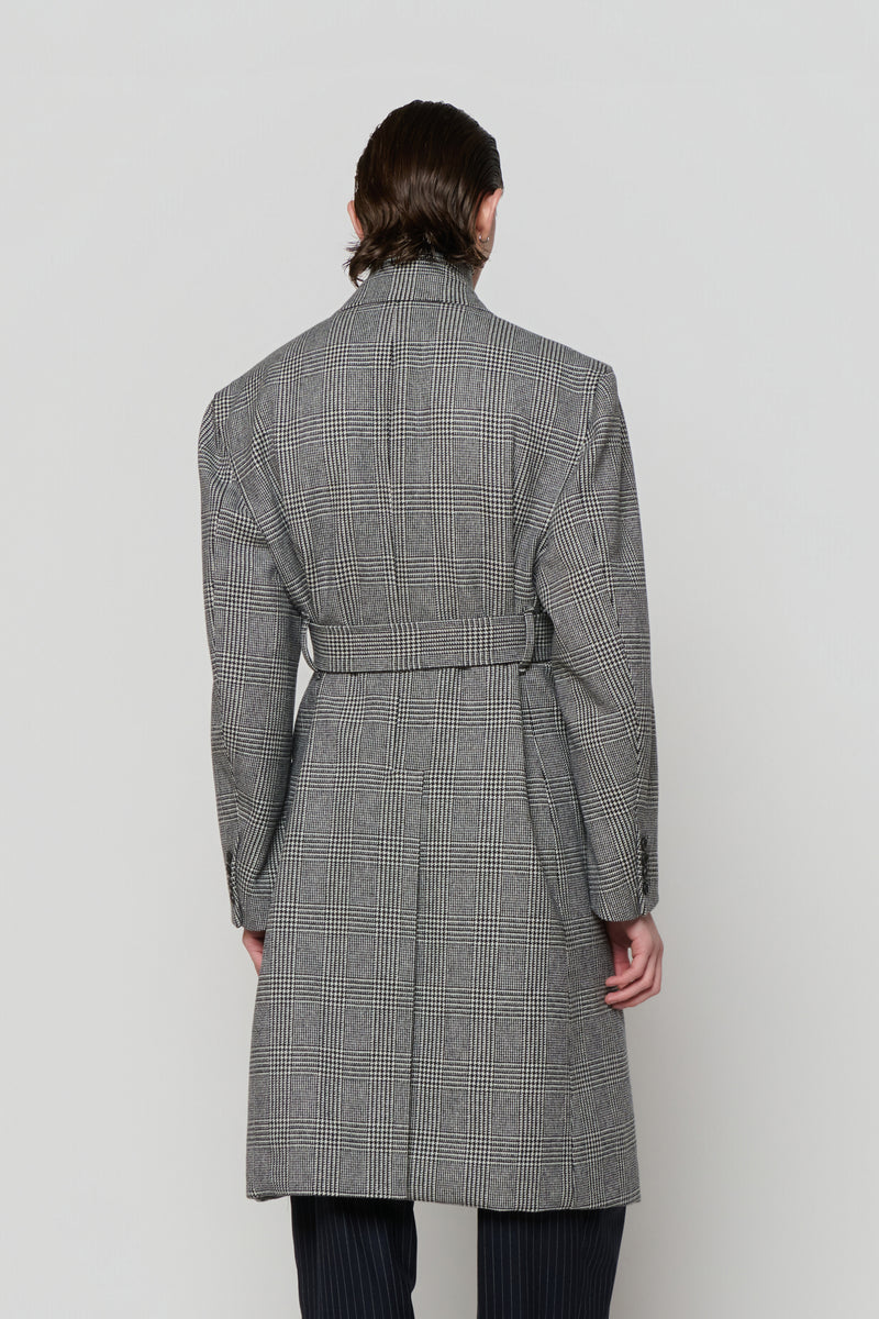 SINGLE-BREASTED OVERCOAT in glencheck