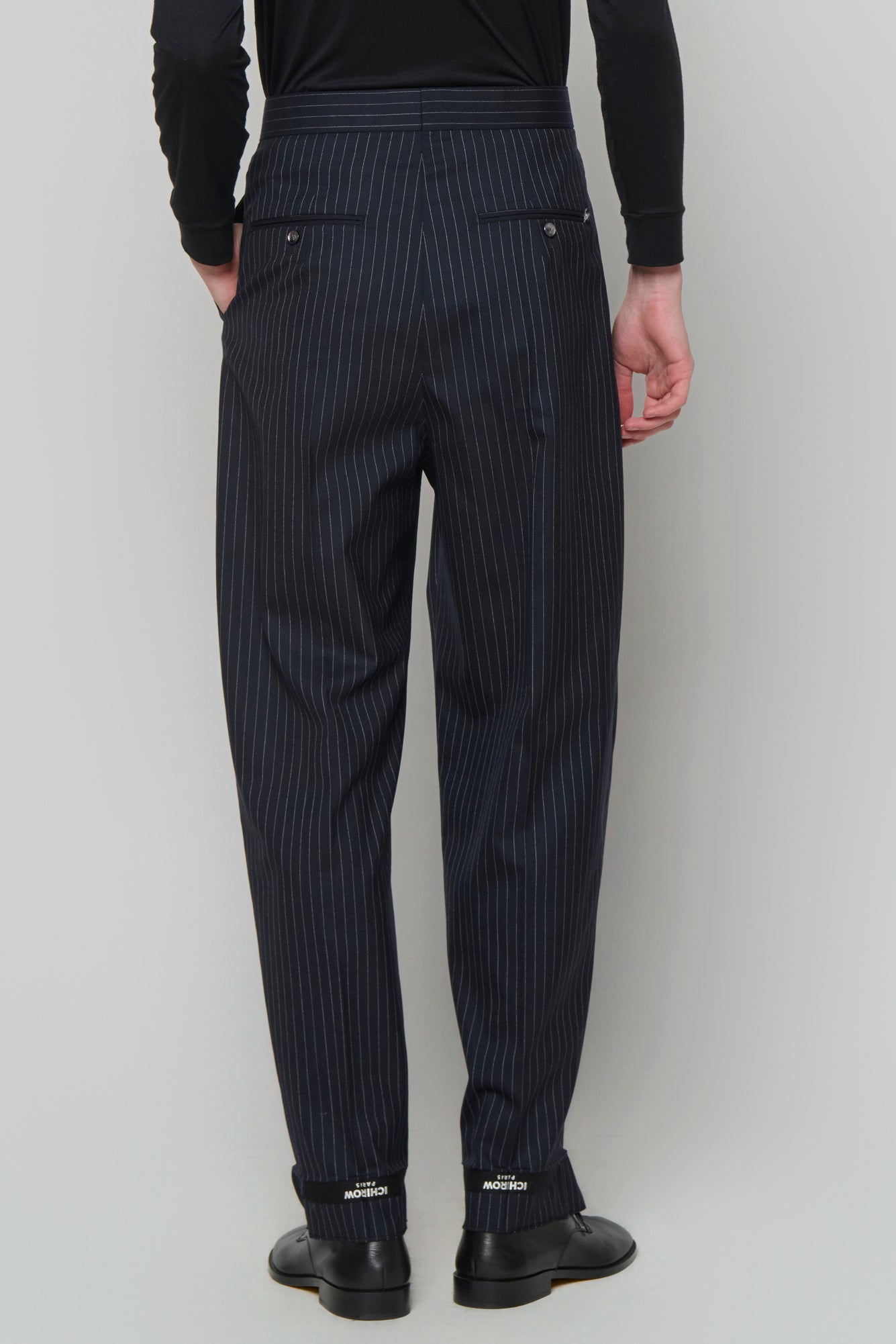 TAILORED TROUSERS in blue pinstripe worsted