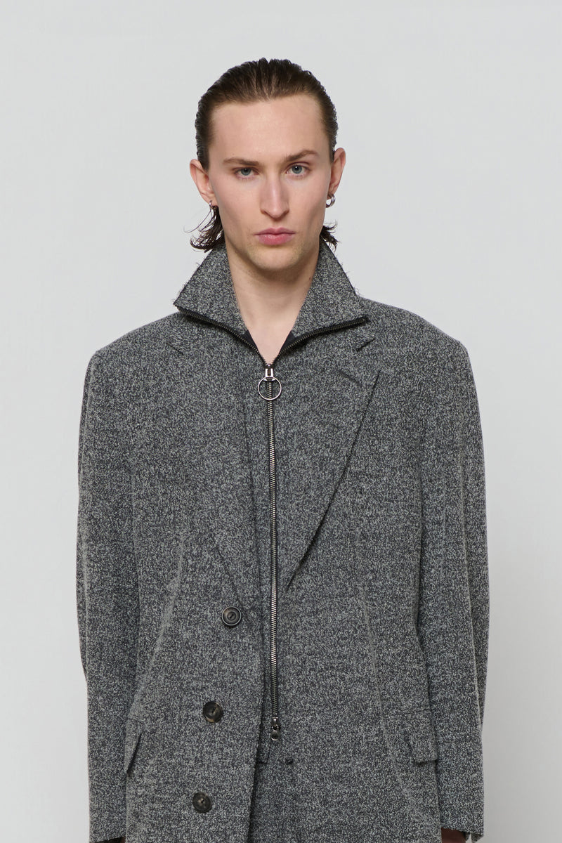 SINGLE-BREASTED OVERCOAT in herringbone