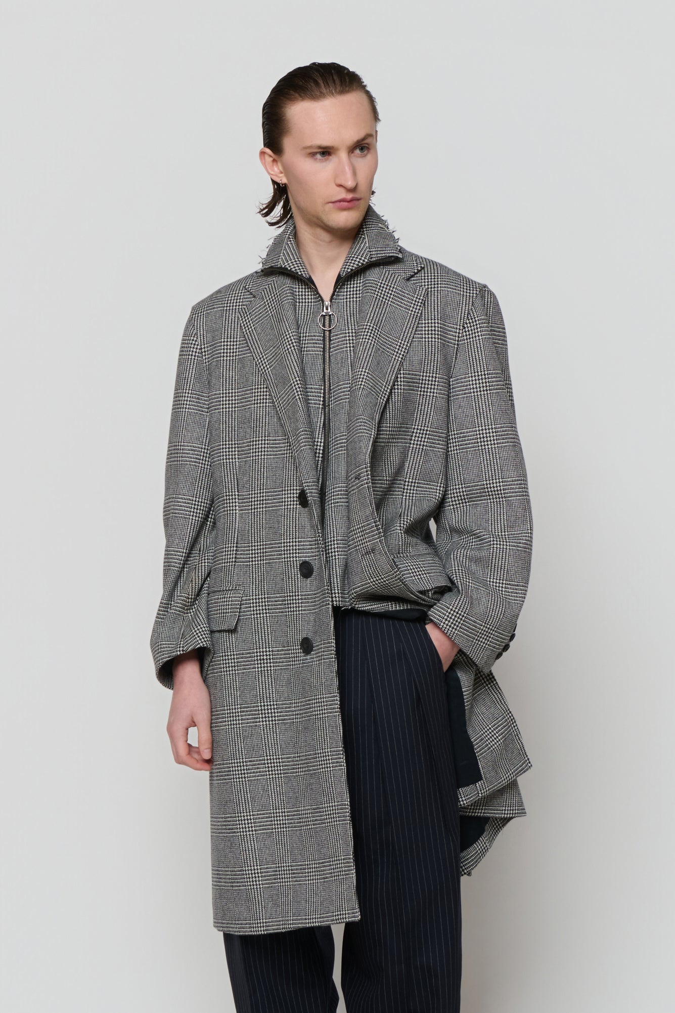 SINGLE-BREASTED OVERCOAT in glencheck