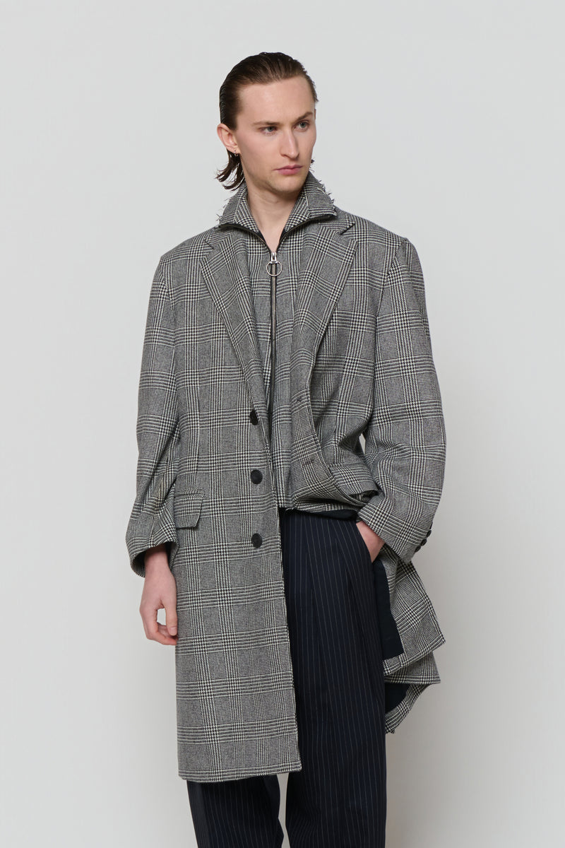 SINGLE-BREASTED OVERCOAT in glencheck