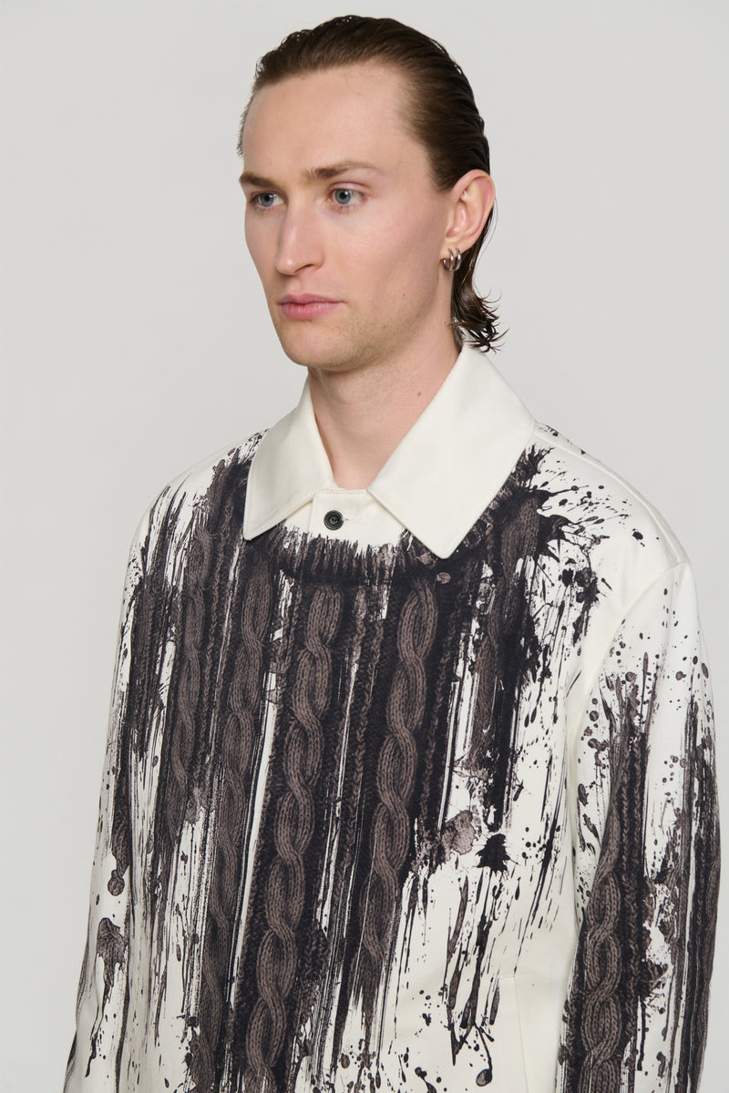 BLOUSON in cable knit print