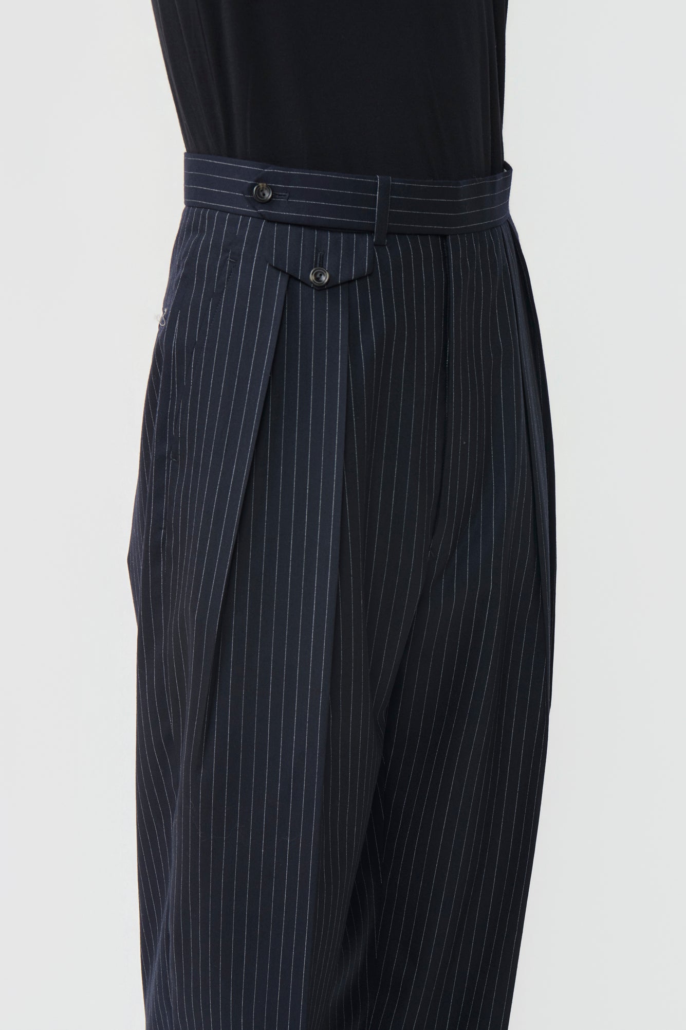 TAILORED TROUSERS in blue pinstripe worsted