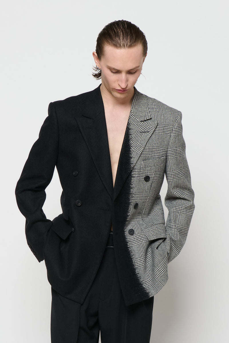 DOUBLE-BREASTED JACKET in black / glencheck