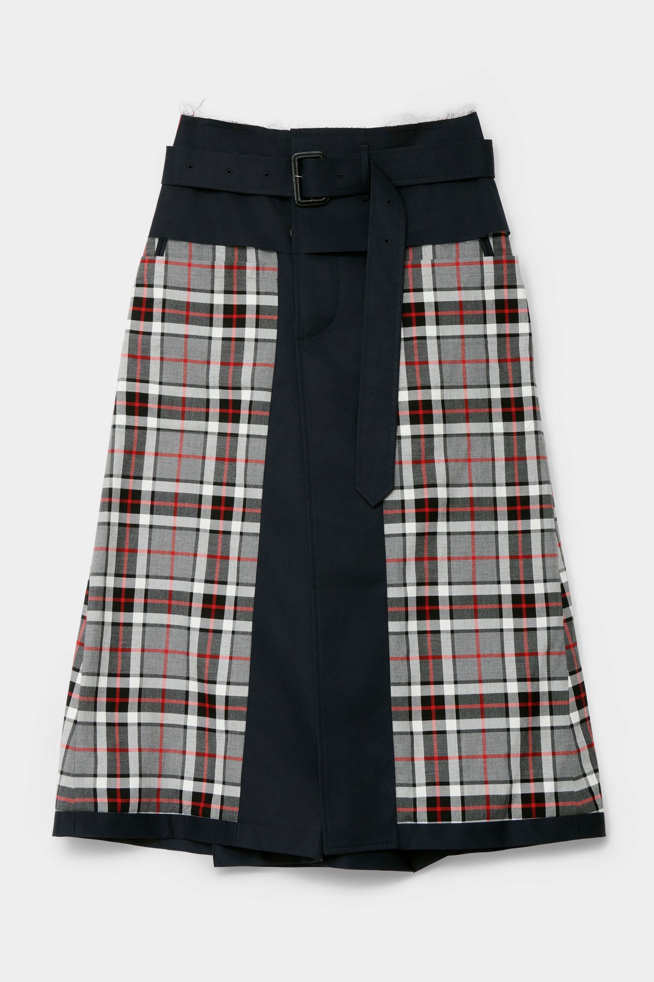 CUT-OFF TRENCH-COAT CULOTTE in blue cotton