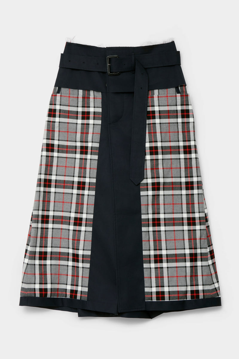 CUT-OFF TRENCH-COAT CULOTTE in blue cotton