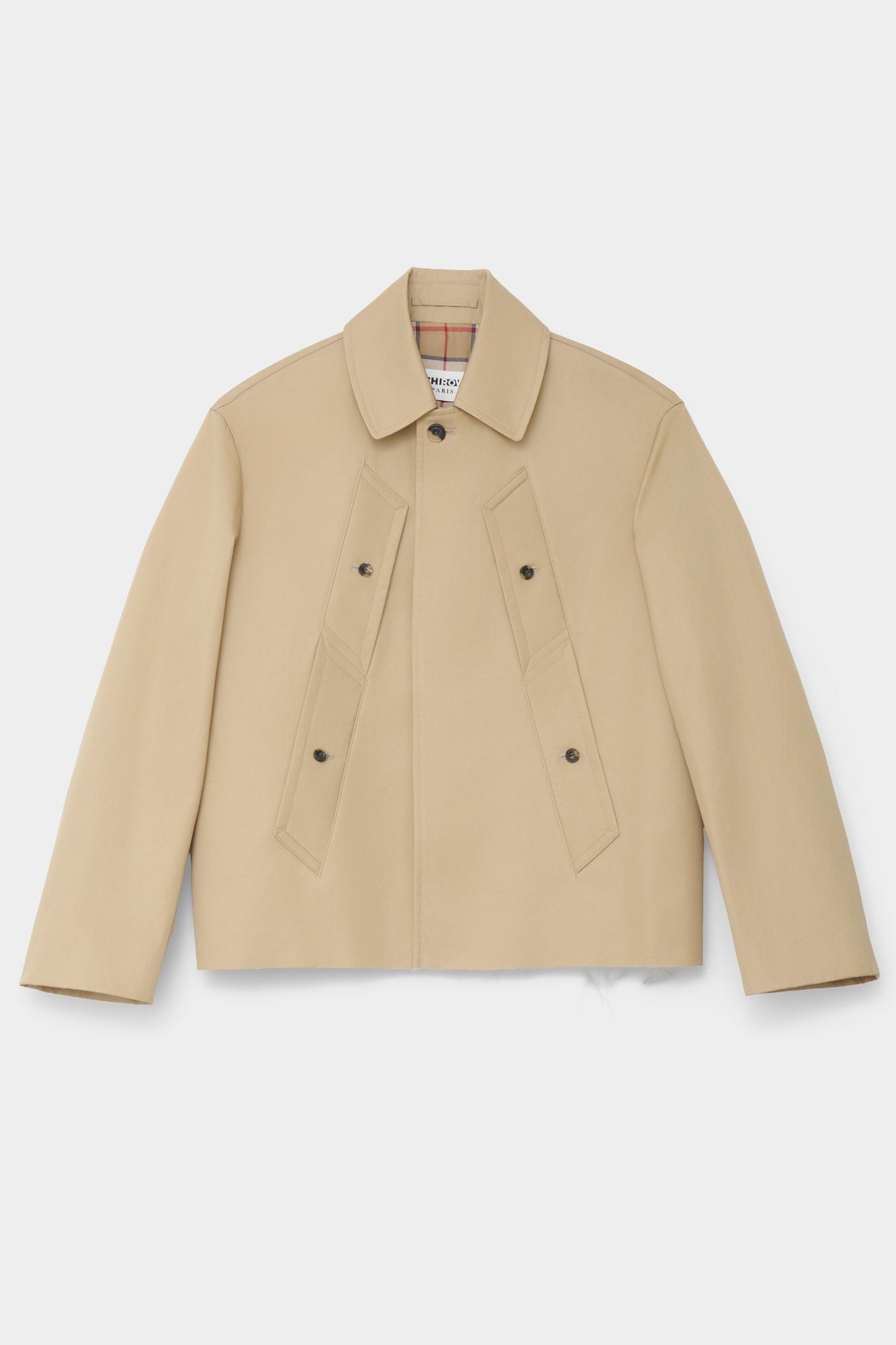 CUT-OFF TRENCH-COAT in beige cotton
