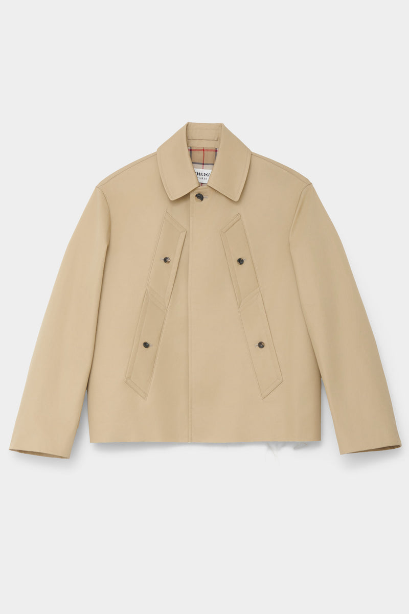 CUT-OFF TRENCH-COAT in beige cotton