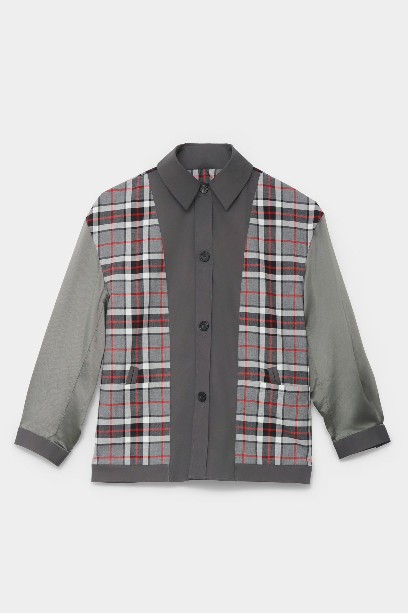 SET-IN SLEEVE SHIRT in grey cotton