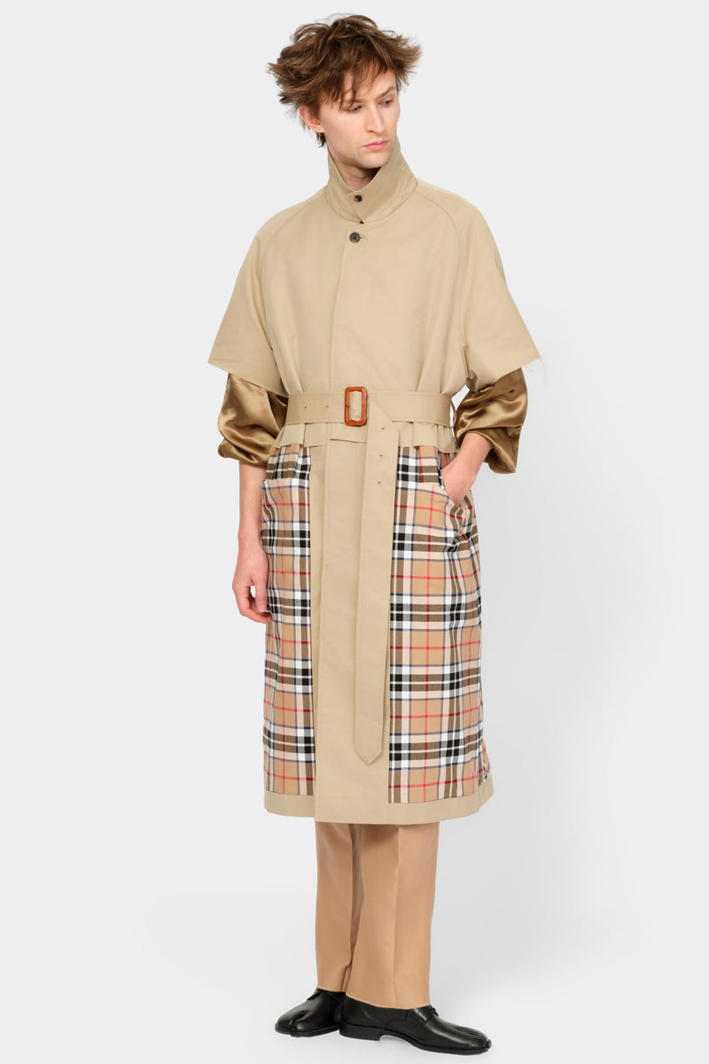 CUT-OFF TRENCH COAT in beige cotton