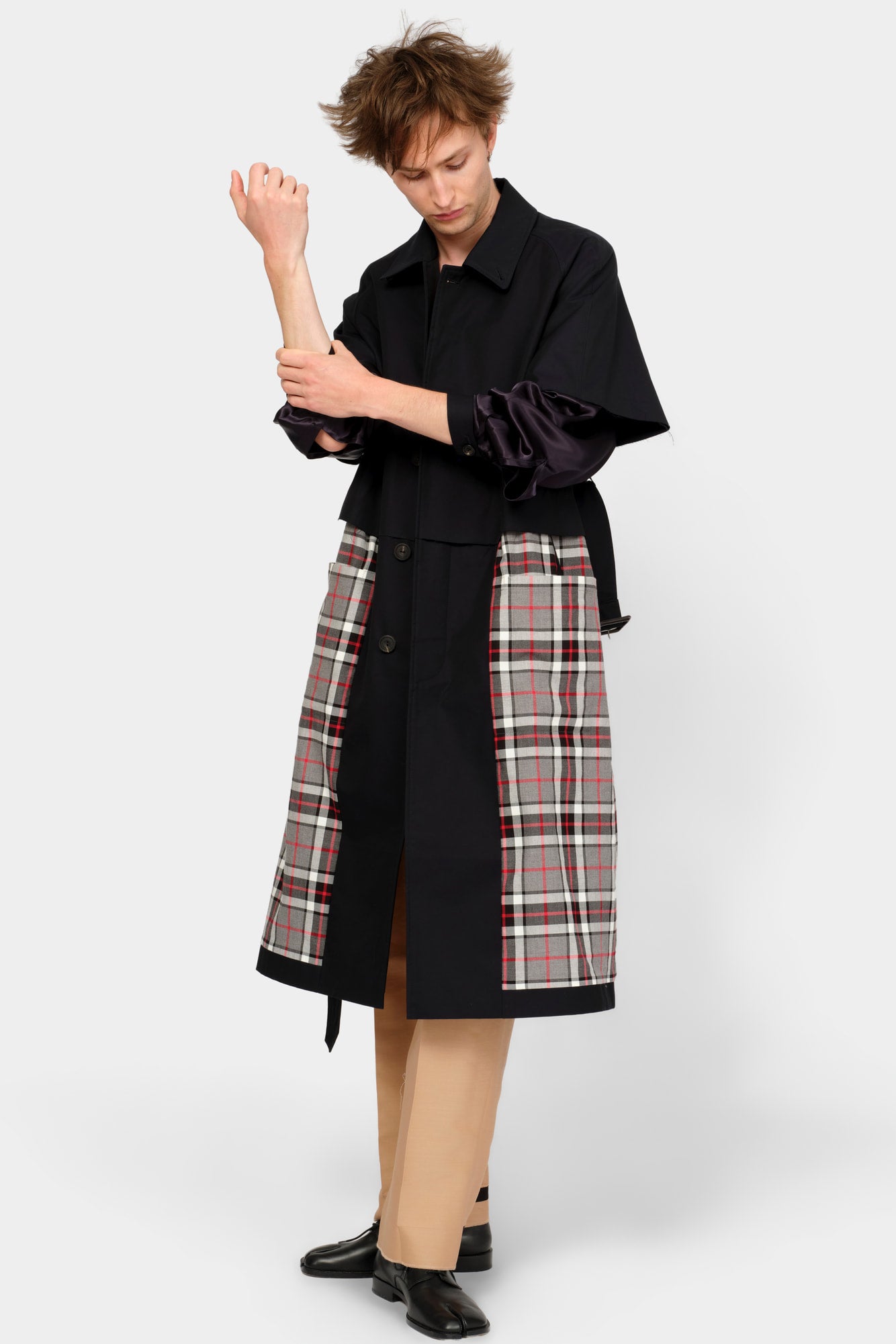 CUT-OFF TRENCH COAT in blue cotton