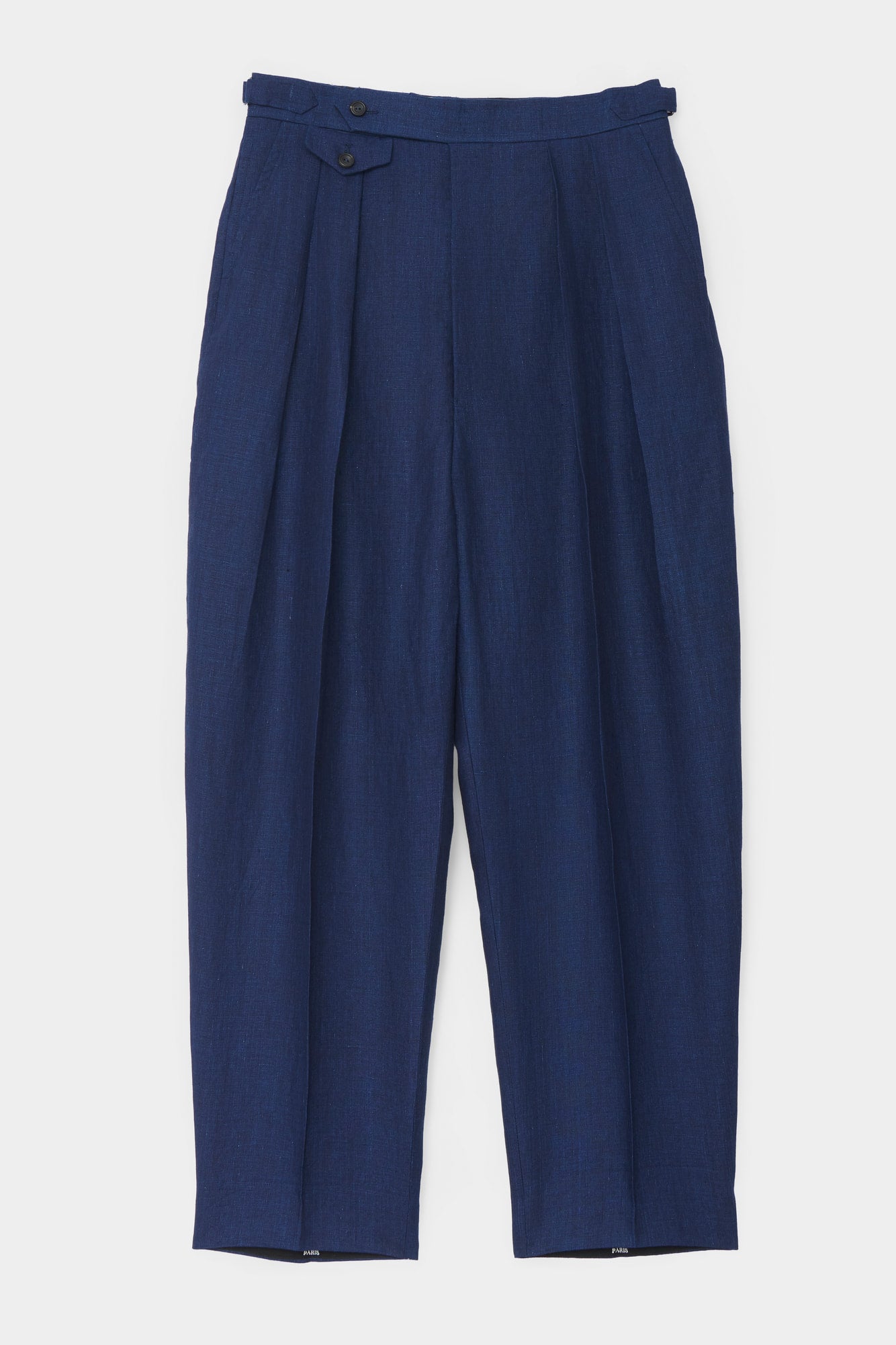 DOUBLE-PLEATED TROUSERS in in indigo linen