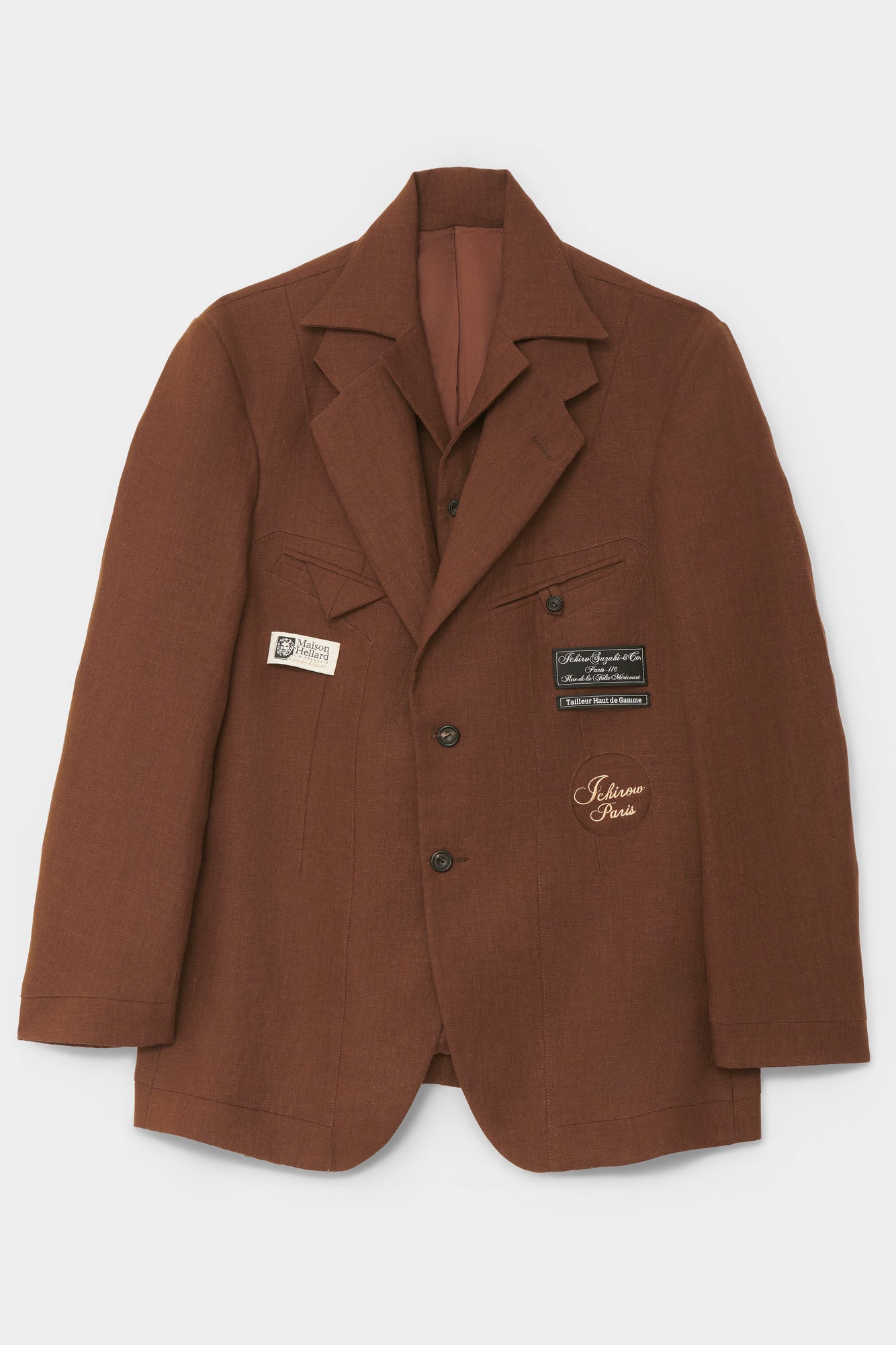SINGLE-BREASTED JACKET in Irish brown linen