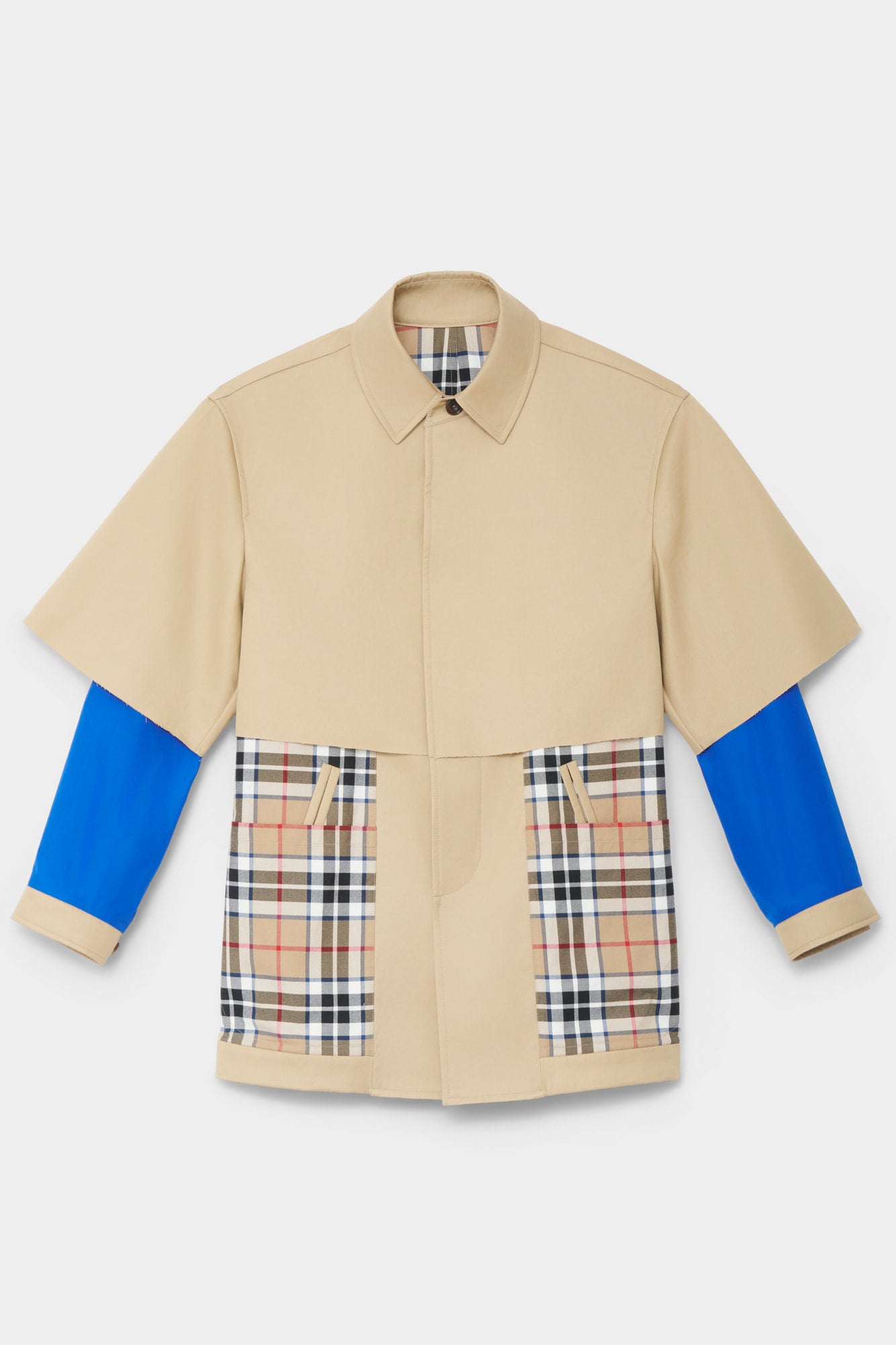 CUT-OFF TRENCH SHIRT in beige cotton