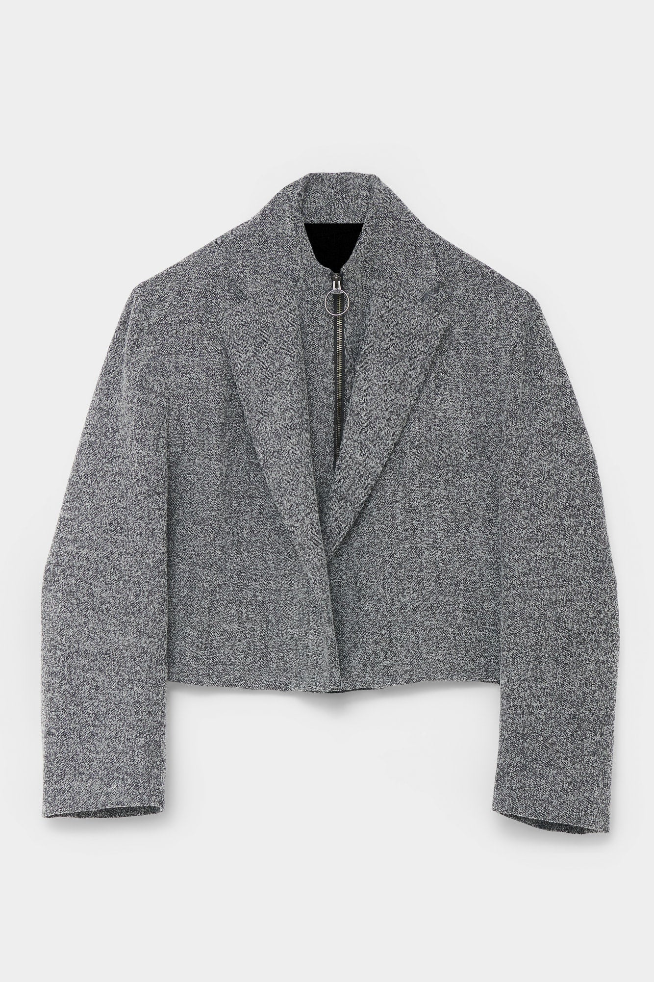 CUT-OFF OVERCOAT in herringbone wool