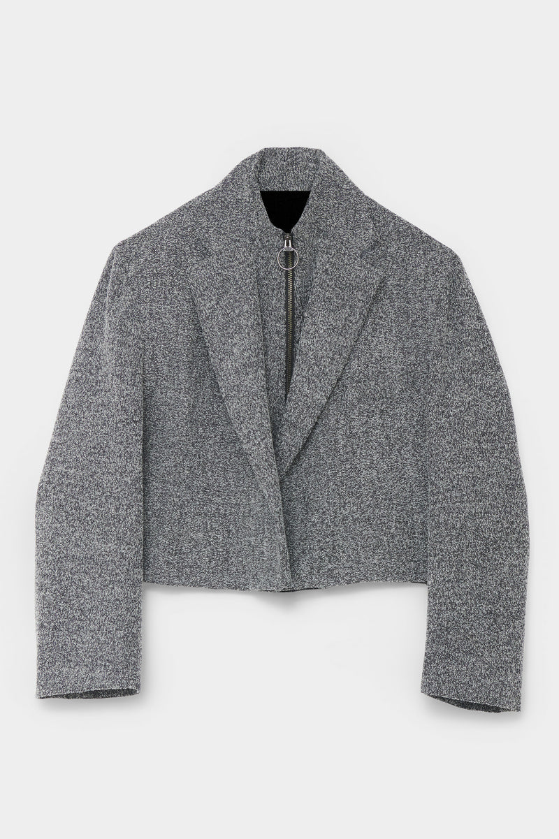 CUT-OFF OVERCOAT in herringbone wool