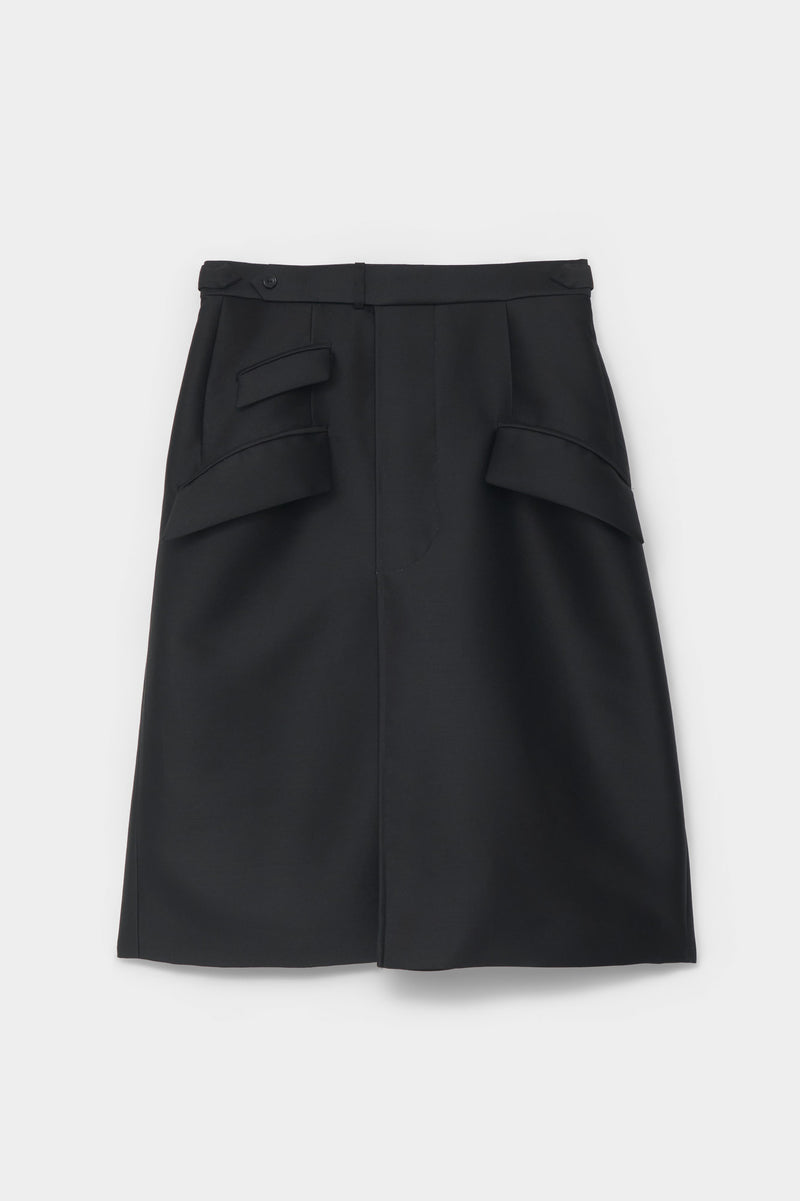 CUT-OFF OVERCOAT CULOTTE in black wool-silk mix