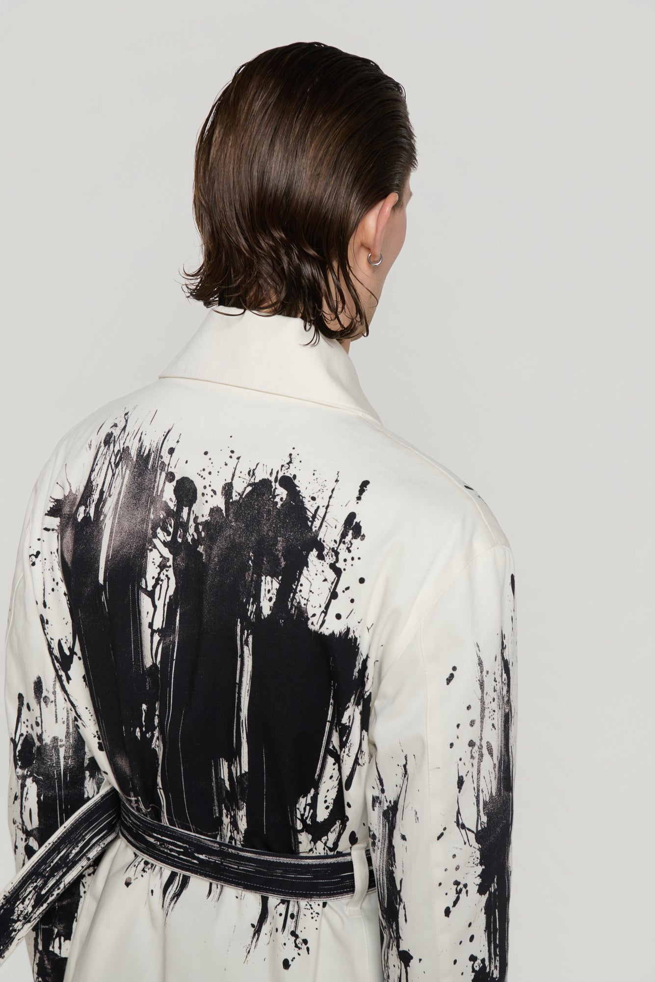 CAR COAT in biker jacket print