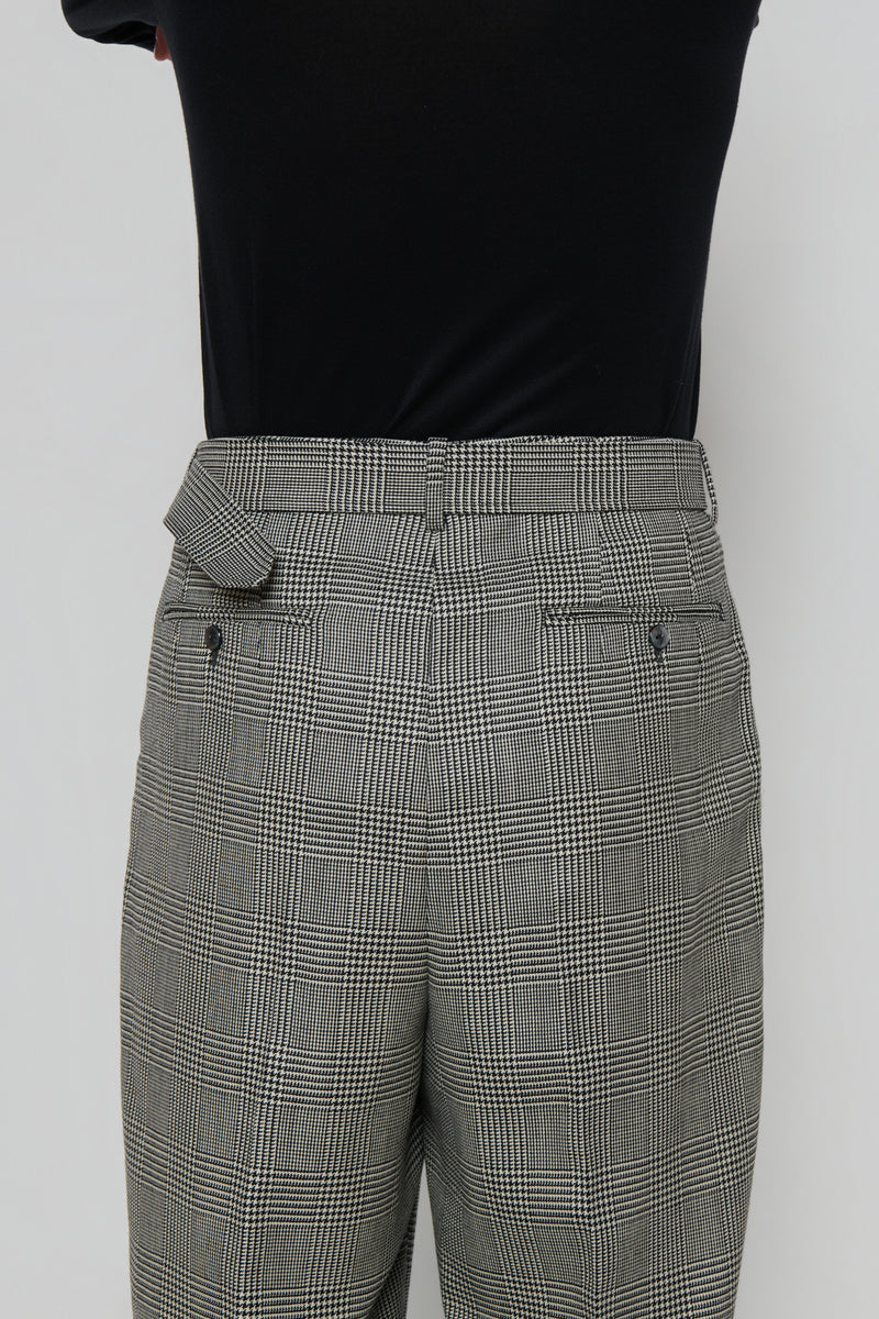 BELTED TAILORED TROUSERS in glencheck worstedWORSTED