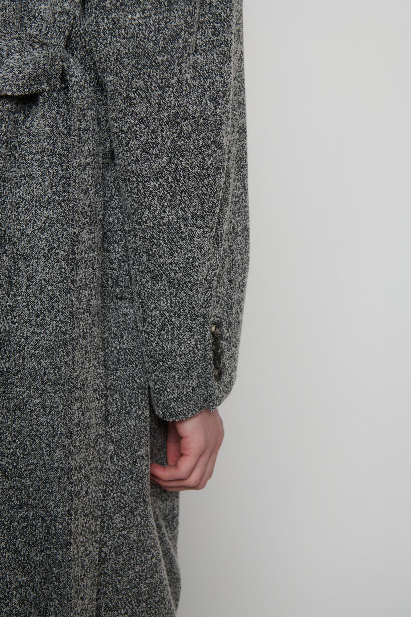 SINGLE-BREASTED OVERCOAT in herringbone