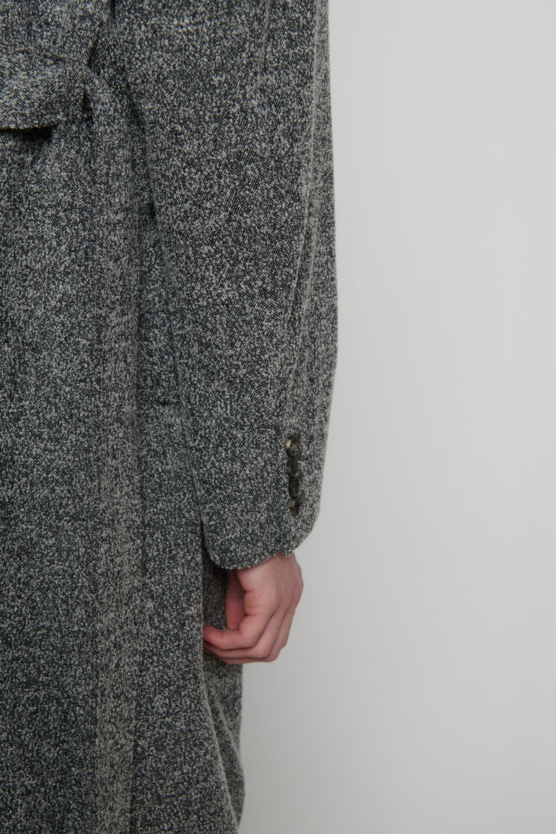 SINGLE-BREASTED OVERCOAT in herringbone