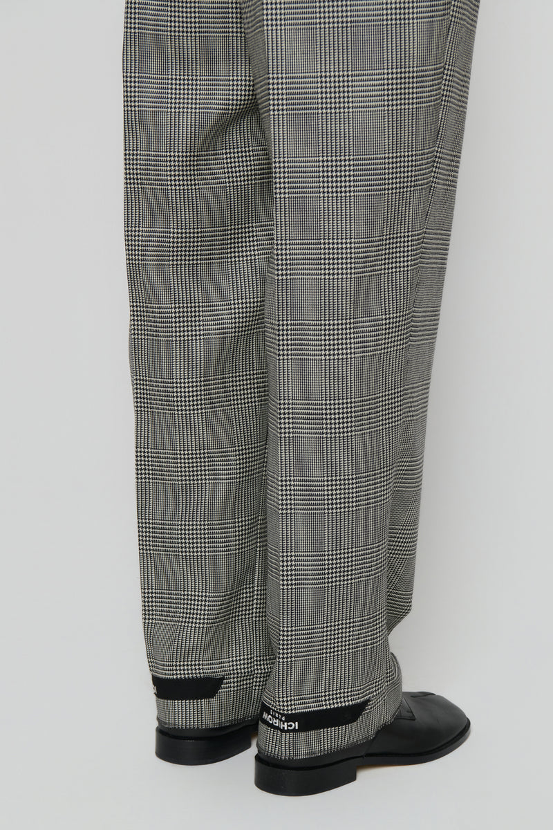 BELTED TAILORED TROUSERS in glencheck worstedWORSTED