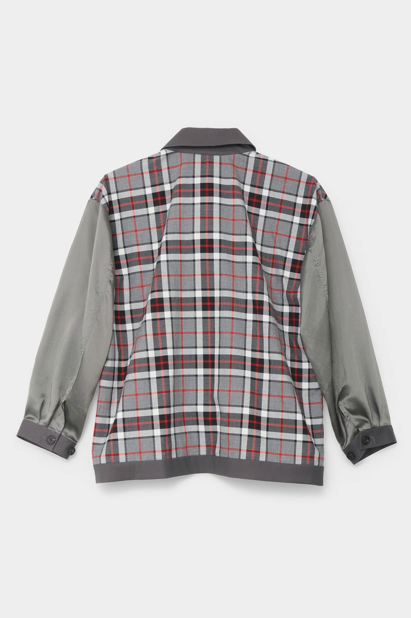 SET-IN SLEEVE SHIRT in grey cotton