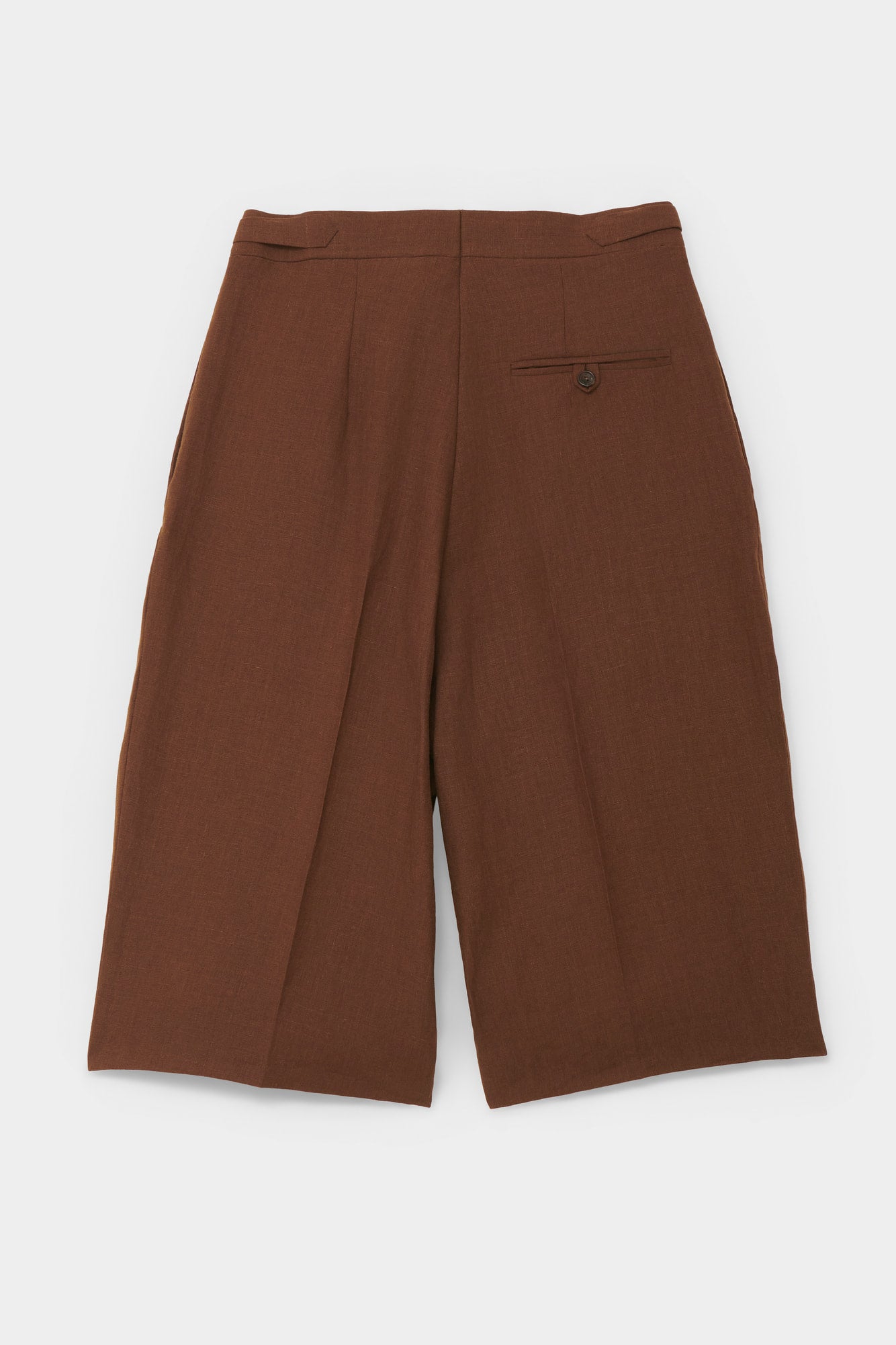 DOUBLE-PLEATED SHORTS in Irish brown linen