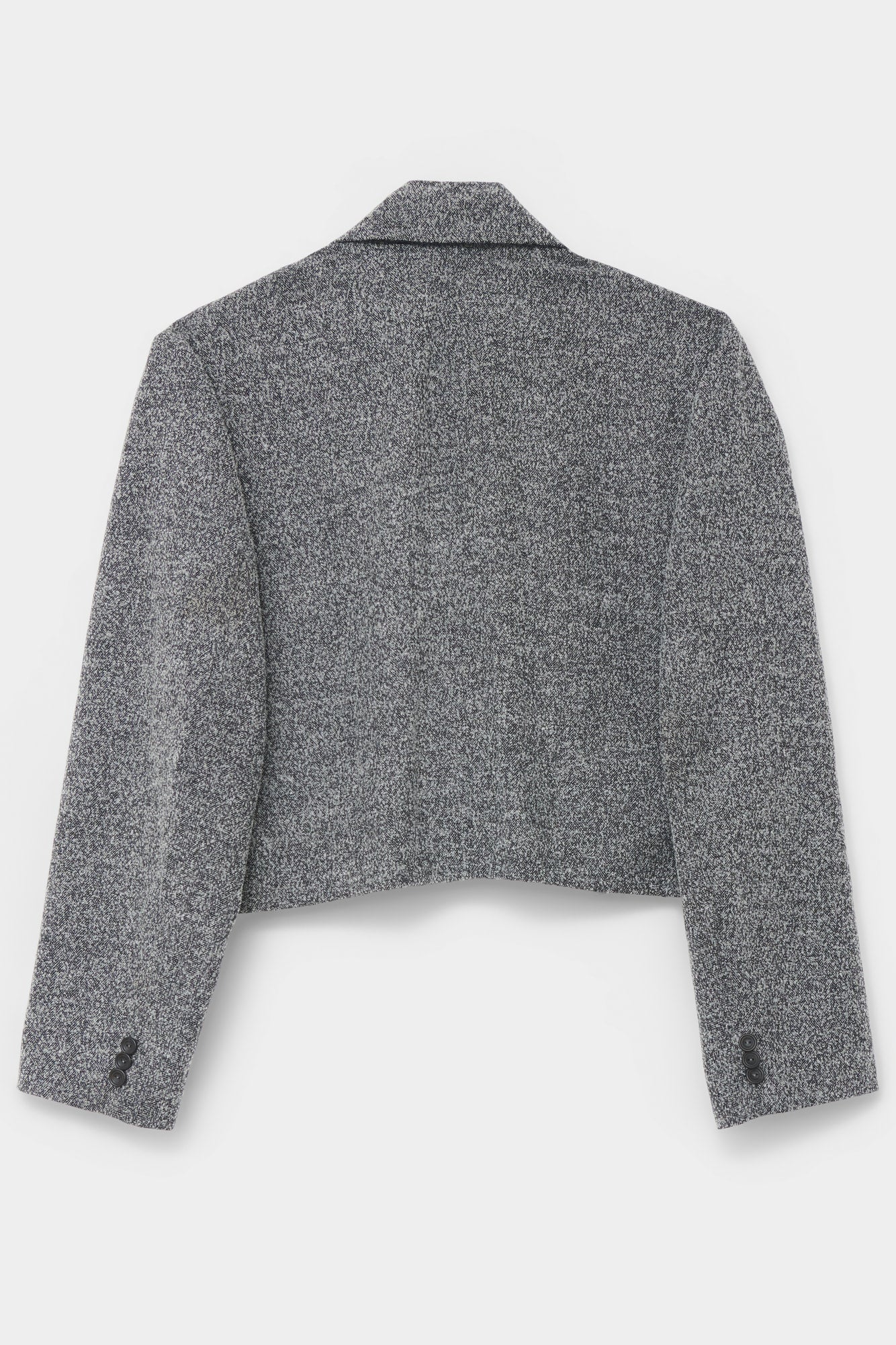 CUT-OFF OVERCOAT in herringbone wool