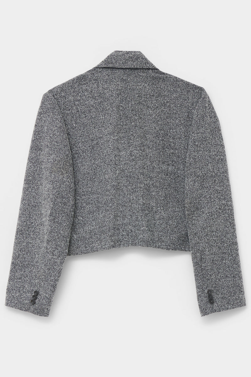 CUT-OFF OVERCOAT in herringbone wool