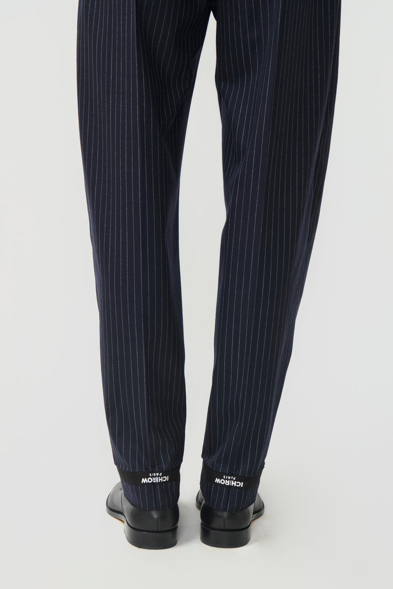 TAILORED TROUSERS in blue pinstripe worsted