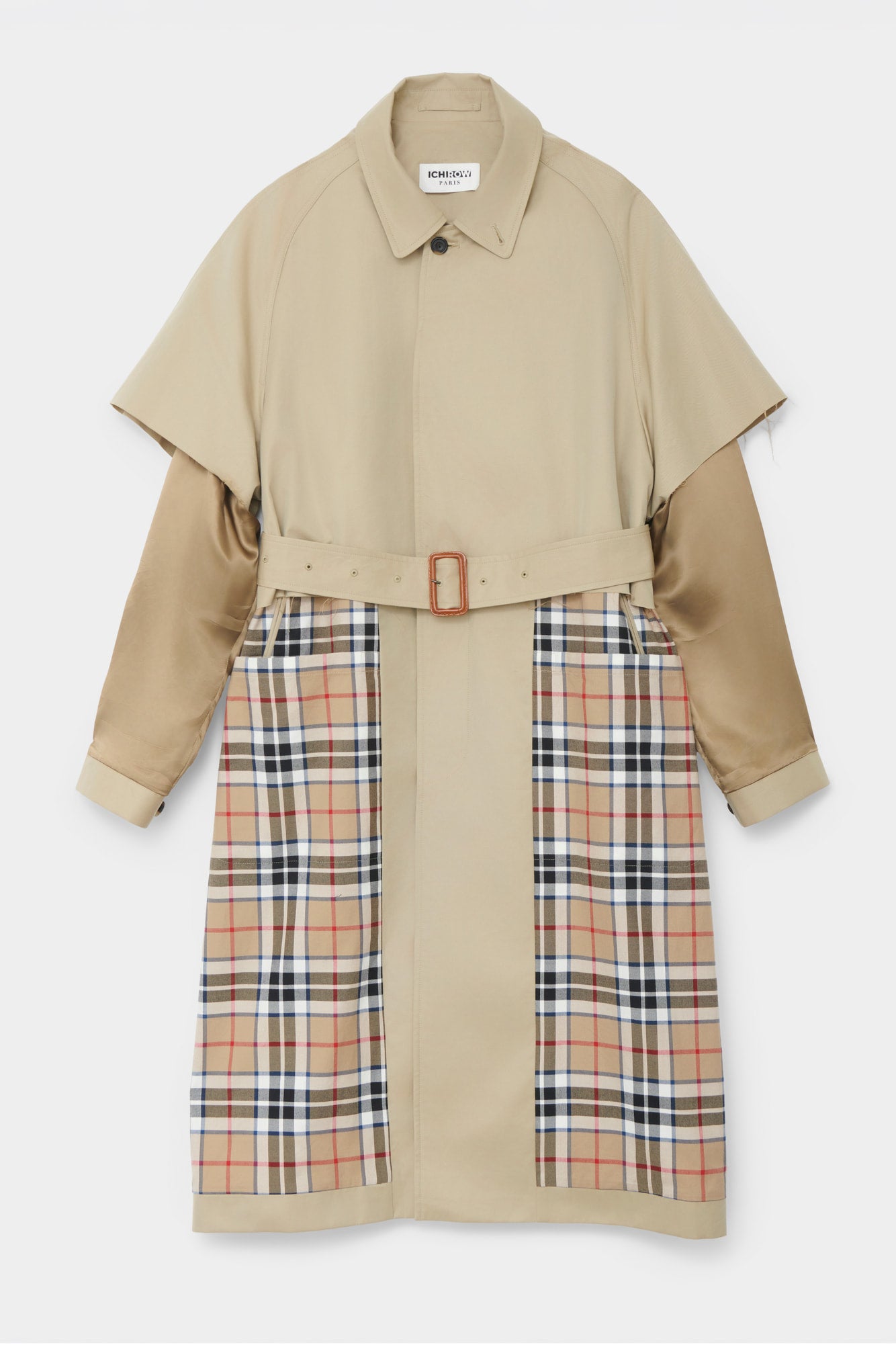 CUT-OFF TRENCH COAT in beige cotton