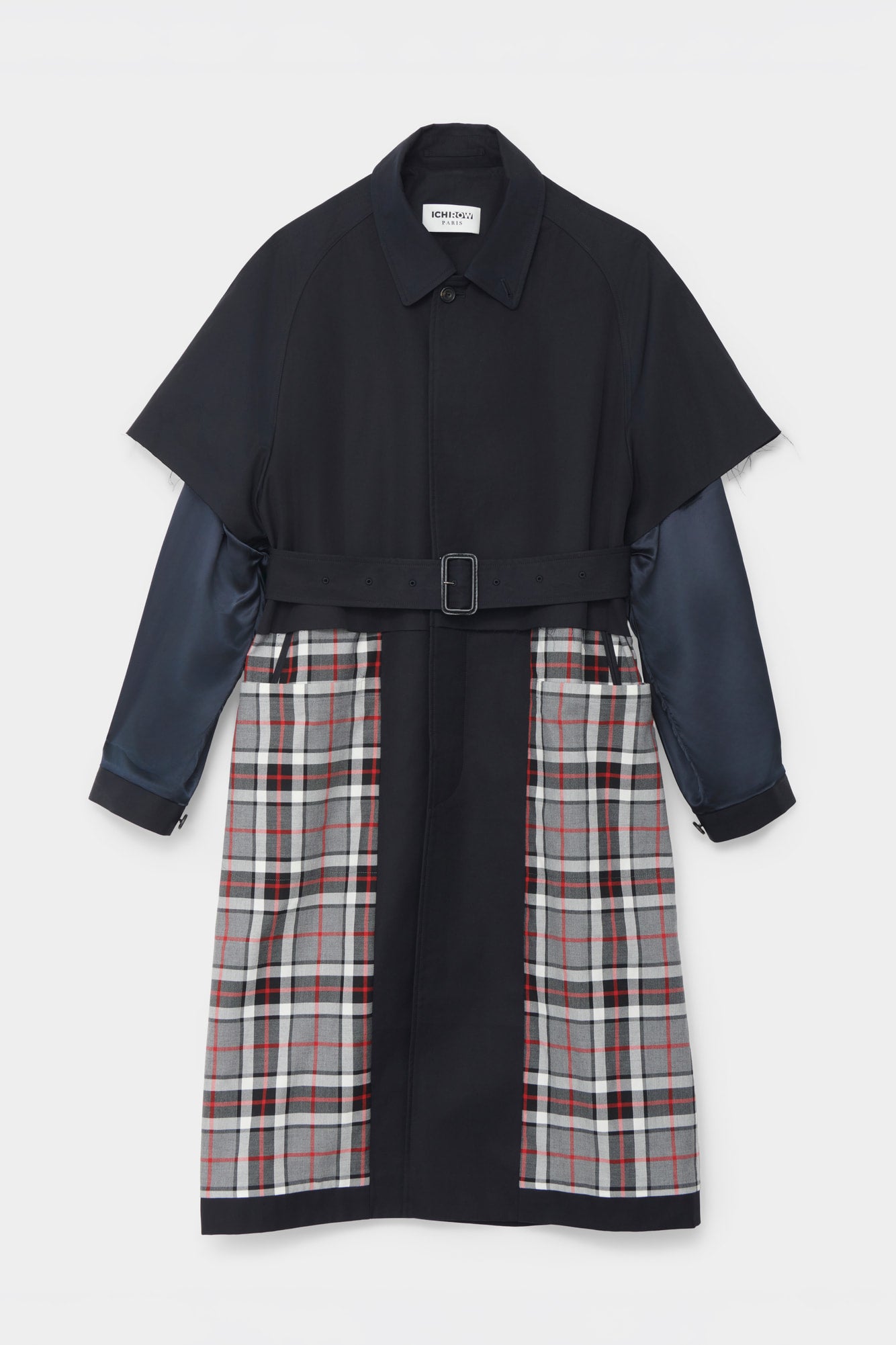 CUT-OFF TRENCH COAT in blue cotton