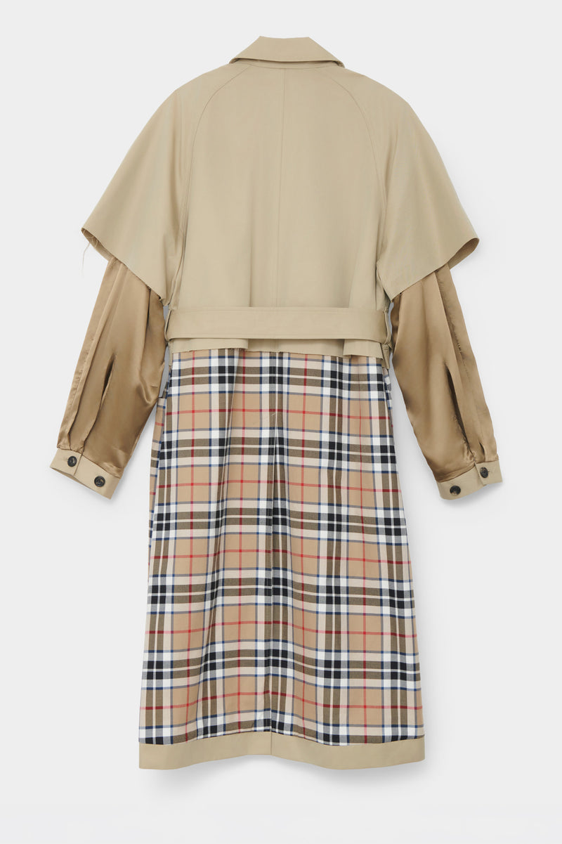 CUT-OFF TRENCH COAT in beige cotton