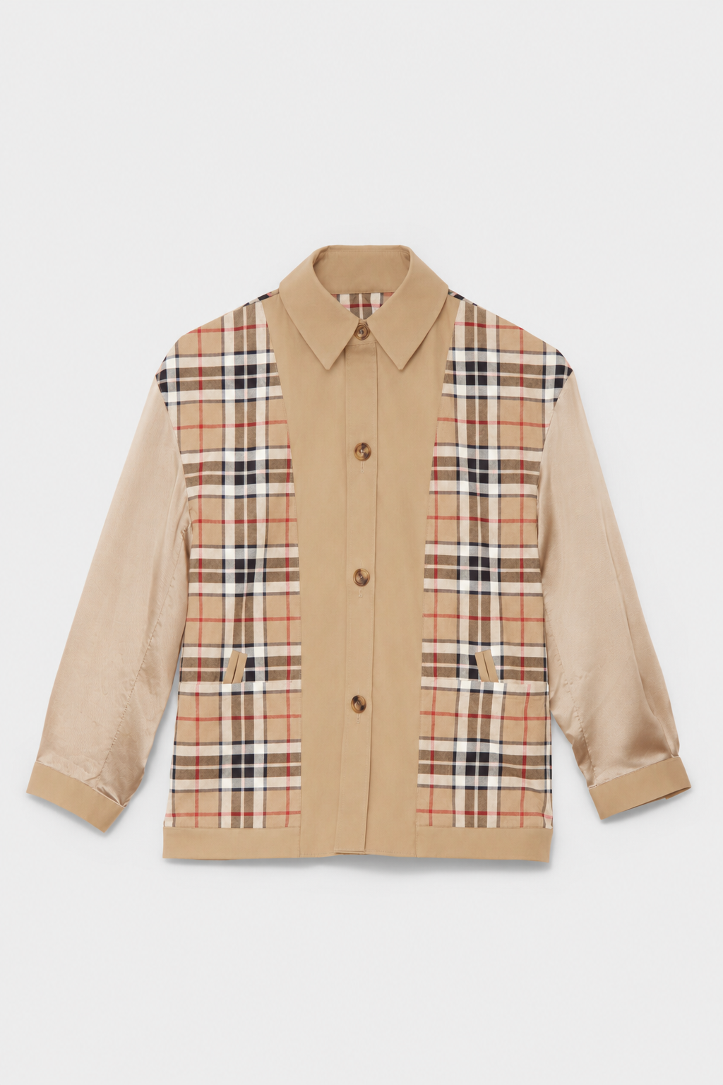 SET-IN SLEEVE SHIRT in beige cotton