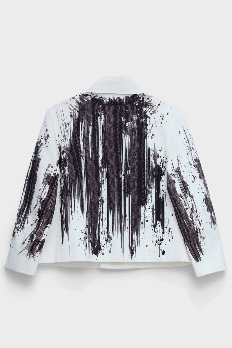 BLOUSON in cable knit print