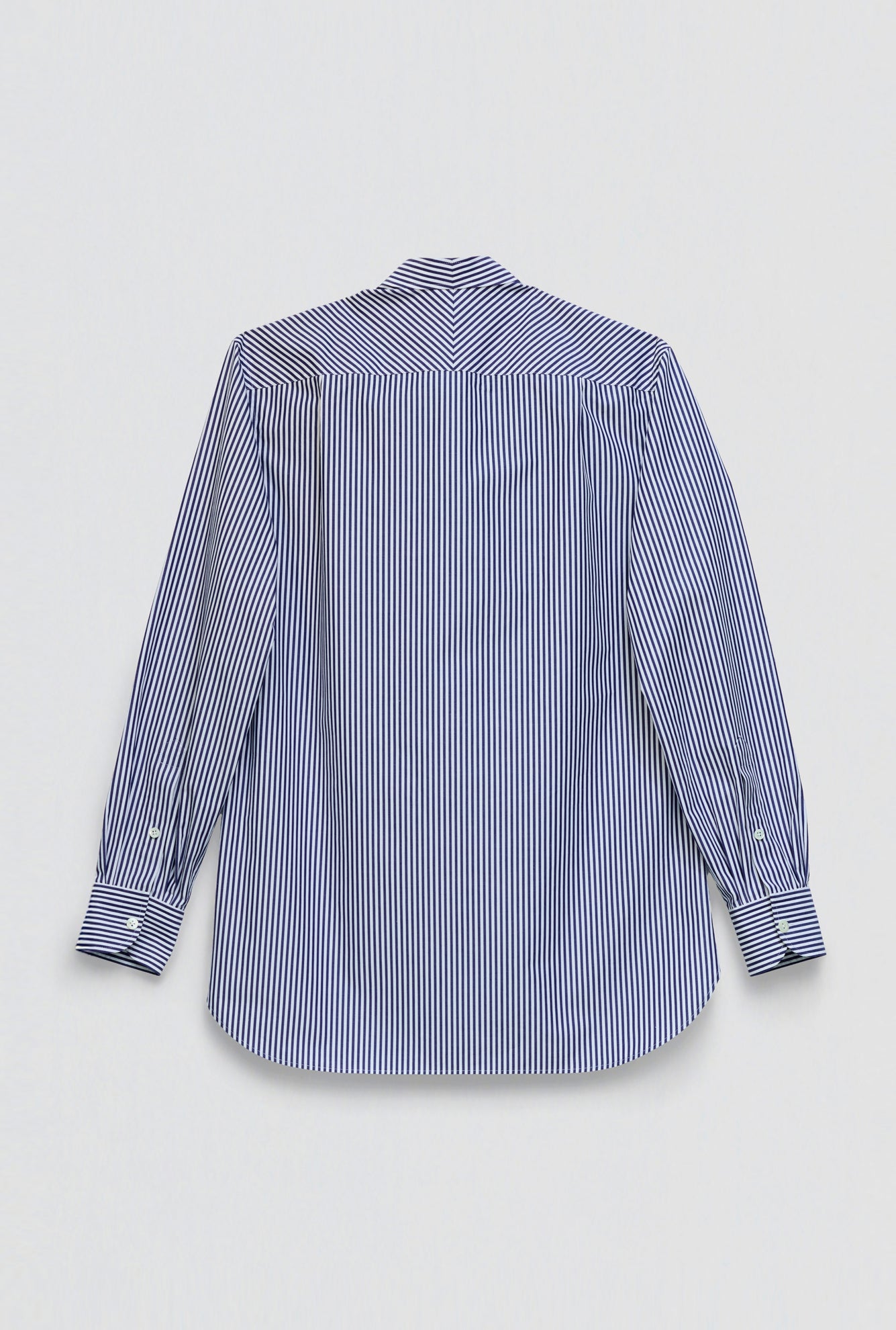 STAND COLLAR SHIRT in blue / white cotton stripe