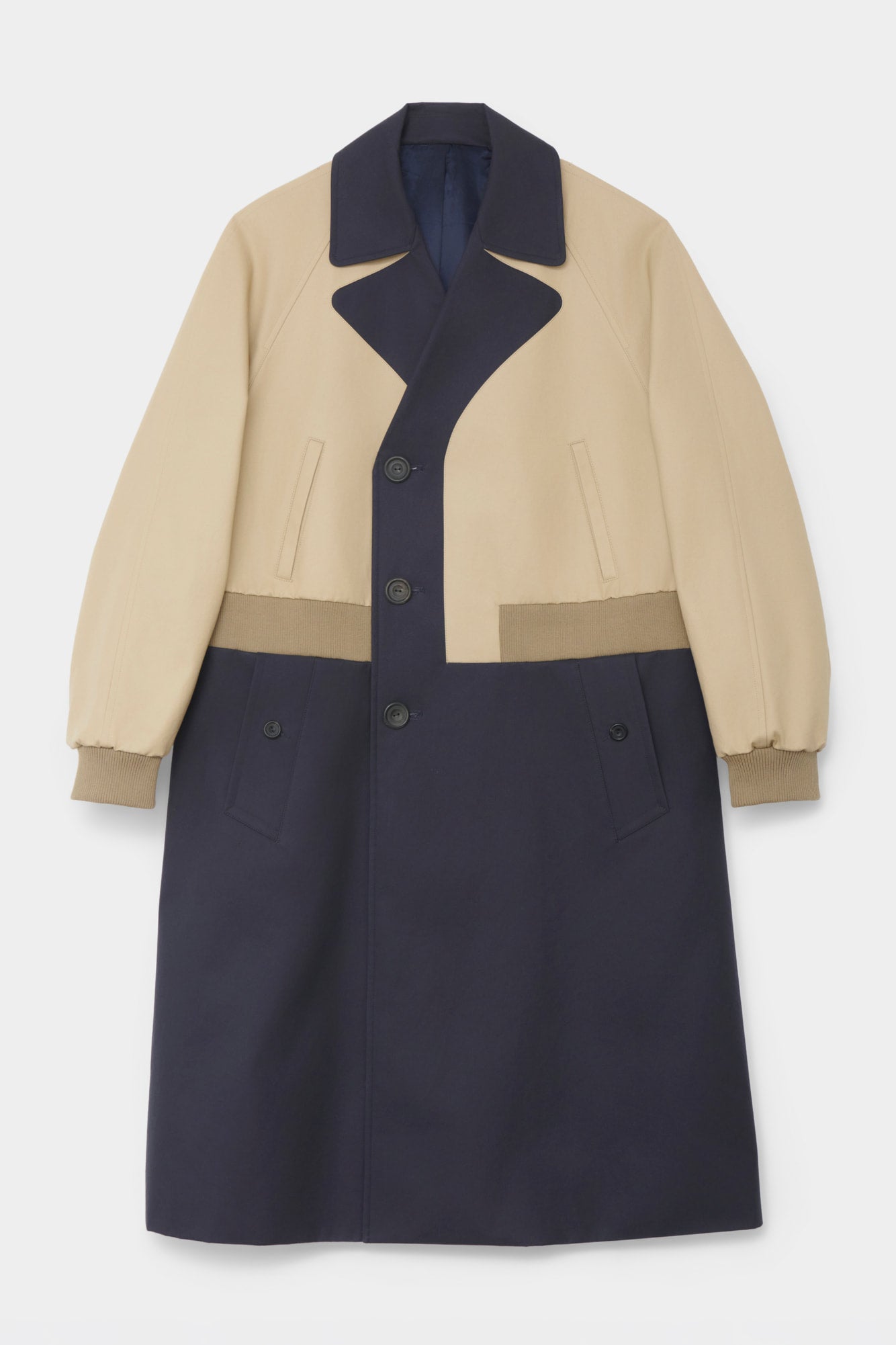 TRENCH COAT in blue / beige cotton