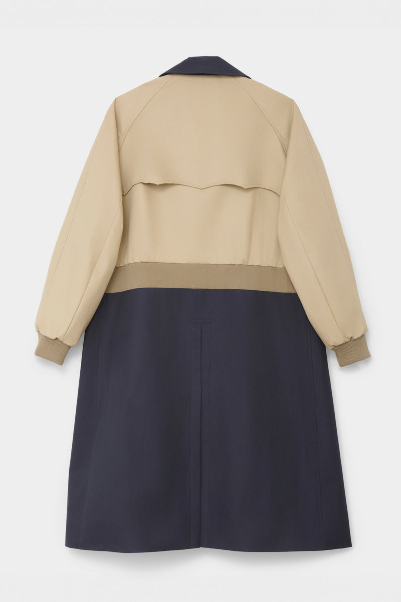 TRENCH COAT in blue / beige cotton